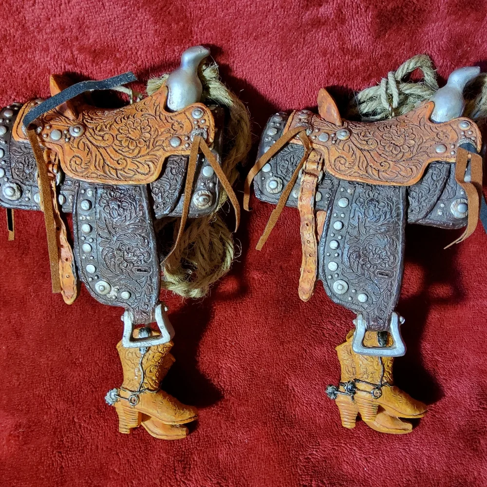 Lot Of 4 Western Cowboy Horse Rodeo Christmas Ornaments - Picture 2 of 5